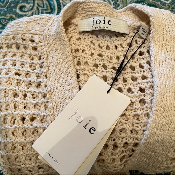 Joie Soledad Open Crochet Cotton Wrap Cardigan Sweater Natural Cream Size XS NWT - Picture 8 of 8